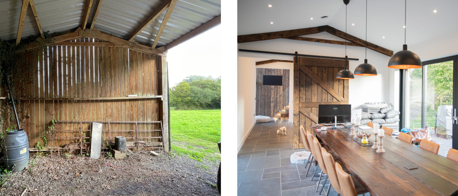 Barn conversion before and after