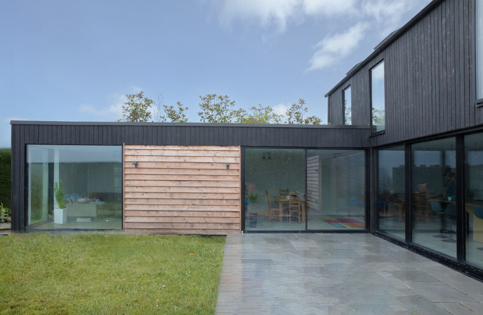 View of the single-story green roof element