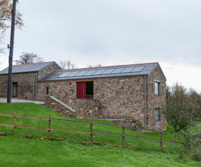 Exterior view of the completed project. in keeping with the rural vernacular